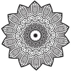 Mandala Coloring book template. wallpaper design, lace pattern and tattoo. decoration for interior design.