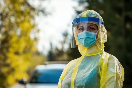 Nurse In PPE. Doctor and Nurse Wearing Personal Protective Equipment for Virus Protection