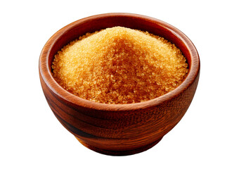 Wooden bowl of brown sugar isolated on transparent or white background