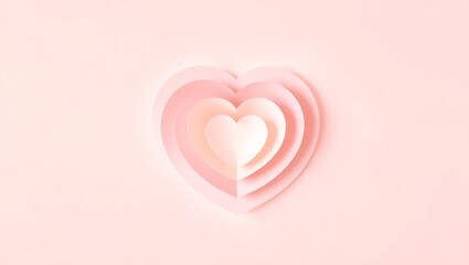 A close-up abstract featuring layered paper heart shapes in soft pink tones, creating a delicate 3D effect with subtle shadows and highlights, ideal for romantic themes.