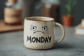 Grumpy monday coffee mug expressing displeasure for the start of the work week