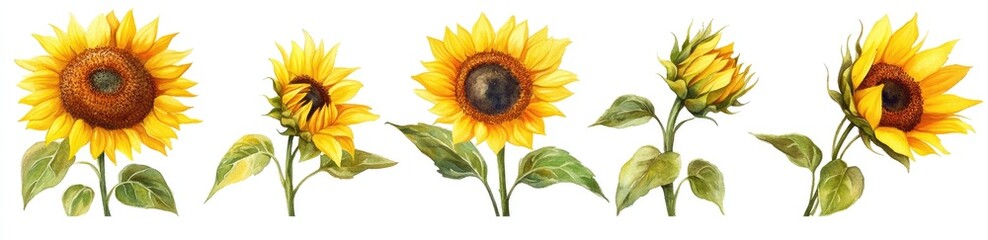 Obraz premium Watercolor Sunflower Collection