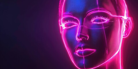 Realistic 3D neon face chart with customer sentiment