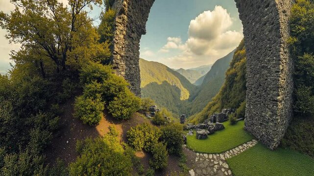 Fantasy Majestic ancient castle ruins - 360 loop video