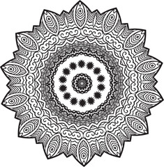 Mandala Coloring book template. wallpaper design, lace pattern and tattoo. decoration for interior design.