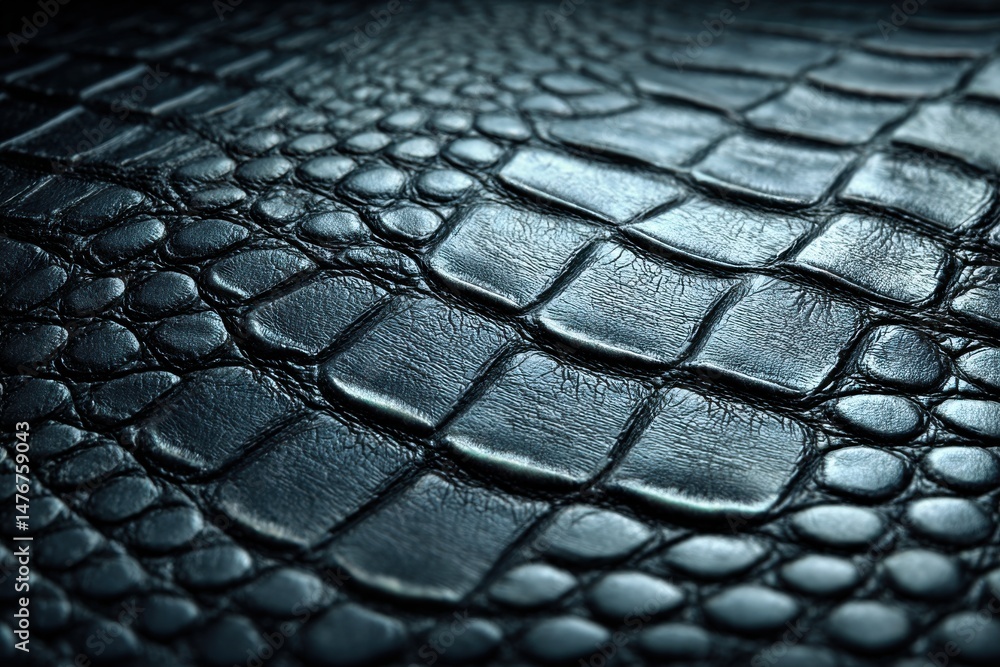 Poster macro shot of a textured black reptile skin pattern with scales and ridges, perfect for backgrounds,