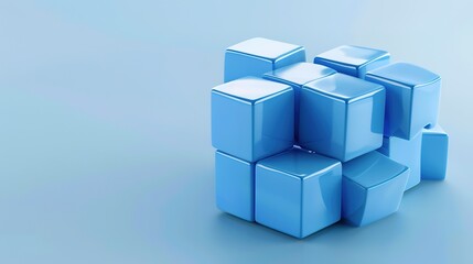 Obraz premium Blue business background 3D cube technology