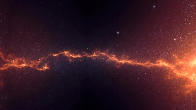 Fiery meteor burning across space, cosmic dust trail - 360 loop video