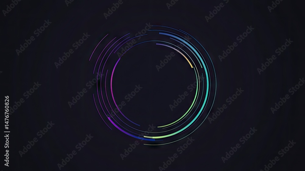 Poster abstract circular design with colorful concentric lines.
