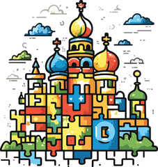 Fototapeta premium Russian Language Heritage: Vector Mascots for Language Day Celebration