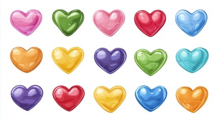 Fototapeta premium Colorful hearts in a variety of shades create a playful, romantic design. Perfect for Valentine's Day or any love-filled occasion.