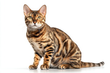 Bengal cat isolated on a white background