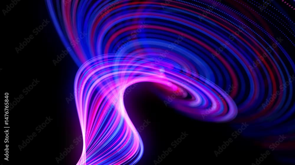 Aufkleber light flow bg in 4k. abstract looped background with light trails, stream of red blue neon lines in 