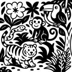 Jungle Doodle Art Drawing with Marker