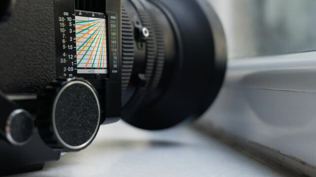 Focusing is done on a medium format camera