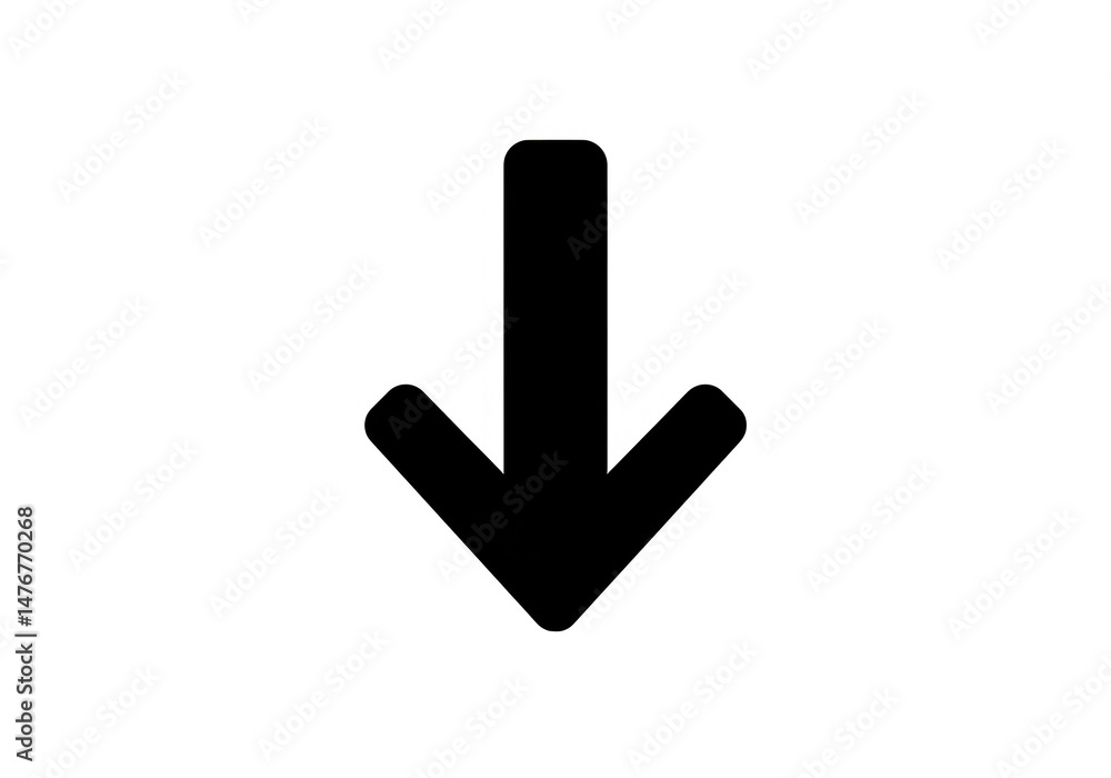 Poster simple down arrow graphic isolated on transparent background
