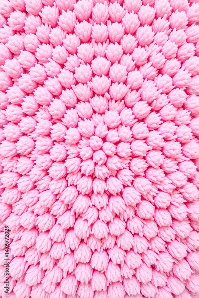 Poster full frame of pink floral pattern with repeating flower shapes arranged in concentric circles, creat