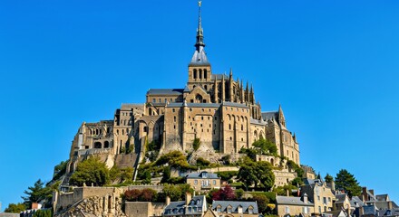 Obraz premium Saint Michael Statue: Golden Detail on Mont Saint-Michel Spire
