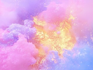 Fototapeta premium Abstract pastel cloudscape with gold accents ethereal dreamlike composition soft focus studio shot