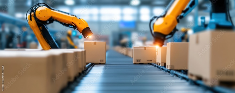 Poster automated package handling in a modern warehouse