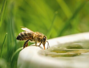 Bees diligently pollinate bright flowers, showcasing their essential role in nurturing ecosystems. Rich colors and fine details reveal textures of nature's beauty and health