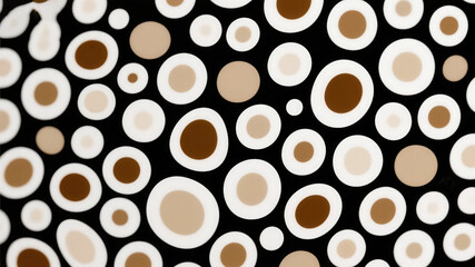 Obraz premium Abstract pattern of brown and white circles on black background seamless design