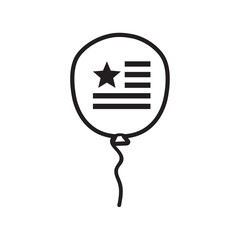 Patriotic balloon for 4th of July. Independence day. Outline vector icon. Illustration on white background.