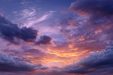 Obraz premium Majestic Sunset Cloudscape: A Serene and Dramatic Sky