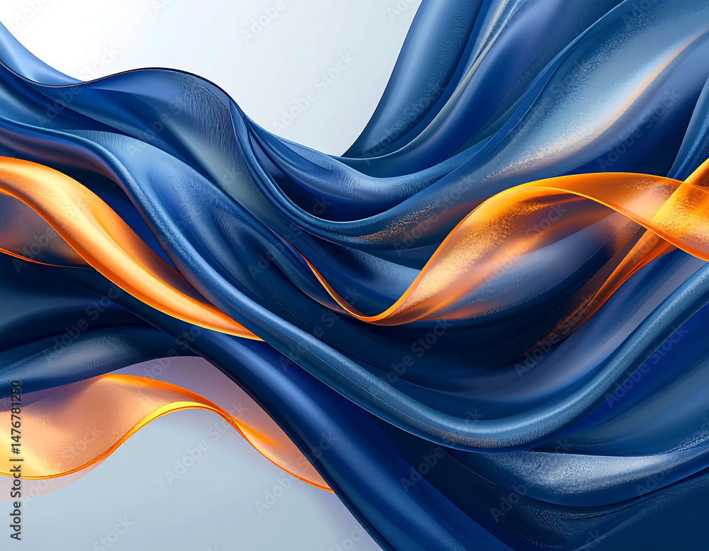 Poster smooth flowing blue wave background with soft abstract curves and silky texture