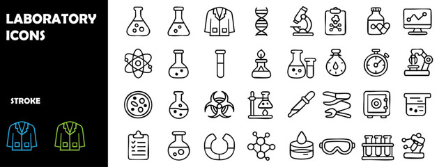 Laboratory Icons Set &ndash; Scientific, Medical, and Research Equipment Vector Collection