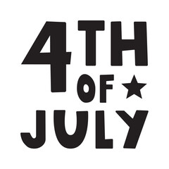 Banner. Inscription - 4th of July. Flat design. Illustration on white background.