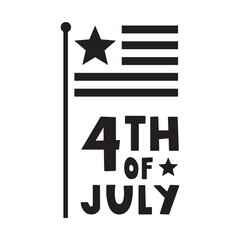 4th of July. Independence day. Graphic design. Illustration on white background.