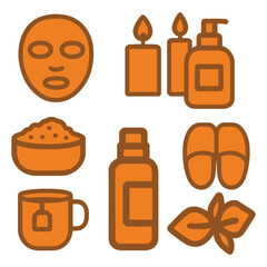Halloween icon set featuring pumpkins, cats, and spooky symbols in a cartoon style for October celebrations