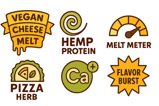 Cheese‑alt icons linking ribbon, swirl, needle, badge, plus, star