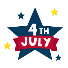 4th of July. Independence day. Graphic design. Star with ribbon. Flat illustration.