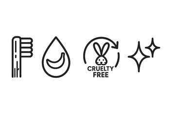 Fototapeta premium Dental‑eco icons showing head, droplet, arrow, seal, star