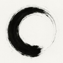 Abstract brush circle stroke on white background