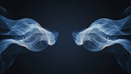 Fototapeta premium Symmetrical ethereal blue smoke wings on dark background