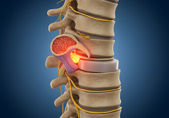 Spinal column herniated disc illustration