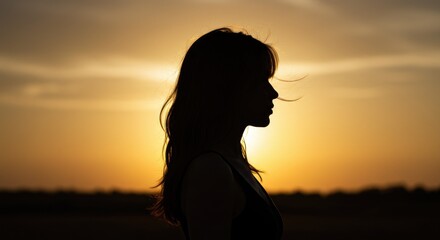 Sunset silhouette of person