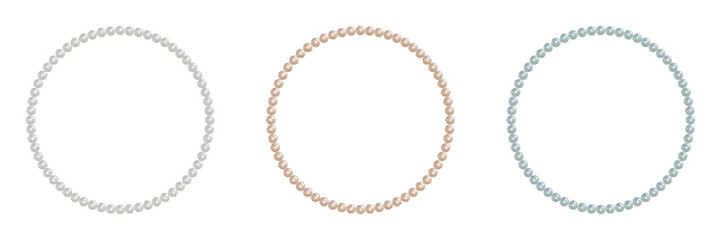 小粒なパールのぷっくりした丸いフレーム 透過されたネックレスの3DCGイラストセット
