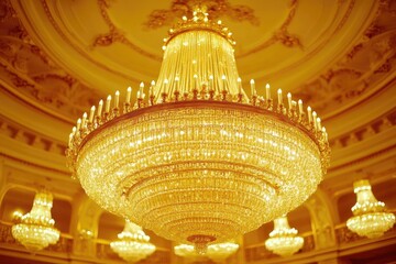 Obraz premium Grand chandelier, ornate ceiling