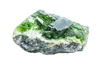 Stunning Green Crystal Specimen - Raw Gemstone . Transparent background PNG