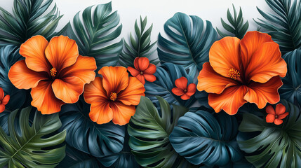 Tropical hibiscus flower design