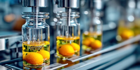 Crystal-clear image depicting the process of fruit enzyme injection, showcasing scientific technique and precision.