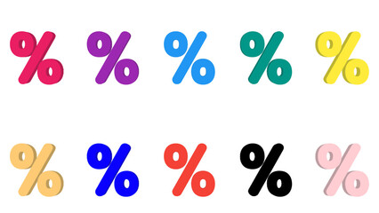 Colorful Percentage Symbols on Black Background