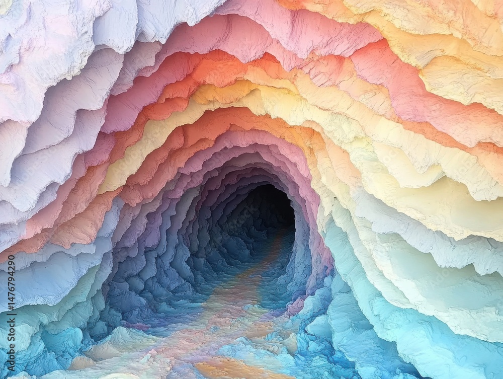 Aufkleber pastel colored layers forming a tunnel perspective abstract art design generative ai image