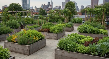 Obraz premium Urban rooftop garden planters