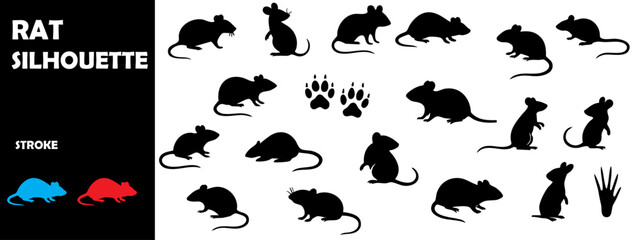 Rat Silhouettes in Various Poses – Rodent Vector Set for Science, Lab, and Illustration Use