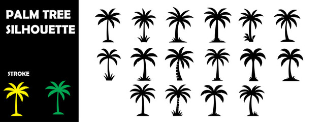 Palm Tree Silhouettes – Tropical Island and Beach Theme Vector Set
